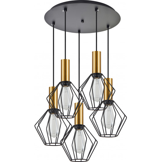 Homelighting SE21-GM-4-5BL-GR1 ADEPT TUBE Gold Matt Pendant Black Metal Grid+ - (77-8622)