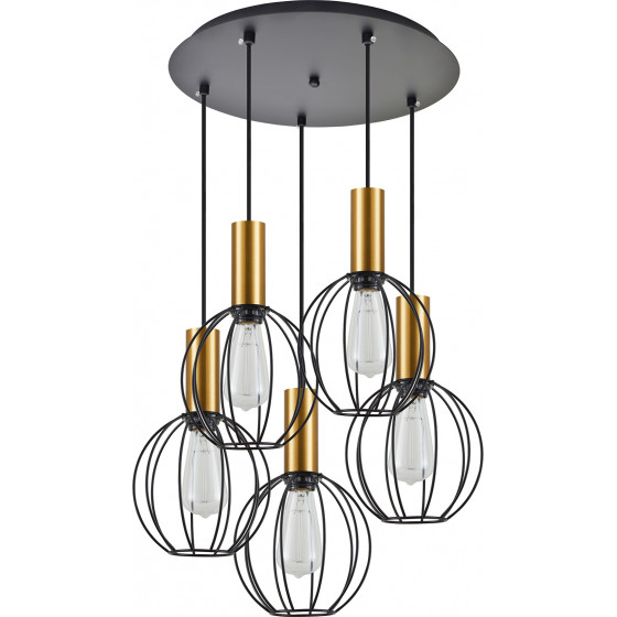 Homelighting SE21-GM-4-5BL-GR1 ADEPT TUBE Gold Matt Pendant Black Metal Grid+ - (77-8629)
