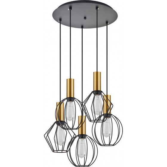 Homelighting SE21-GM-4-5BL-GR12 ADEPT FLEX Gold Matt Pendant Black Metal Grid+ - (77-8936)