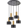 Homelighting SE21-GM-4-5BL-MS1 ADEPT TUBE Gold Matt Pendant Black Metal Shade+ - (77-8636)