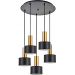 Homelighting SE21-GM-4-5BL-MS1 ADEPT TUBE Gold Matt Pendant Black Metal Shade+ - (77-8636)