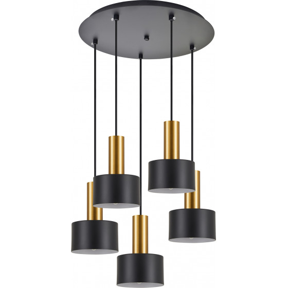 Homelighting SE21-GM-4-5BL-MS1 ADEPT TUBE Gold Matt Pendant Black Metal Shade+ - (77-8636)