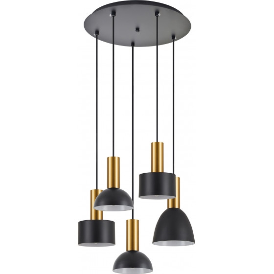 Homelighting SE21-GM-4-5BL-MS123 ADEPT FLEX Gold Matt Pendant Black Metal Shade+ - (77-8941)
