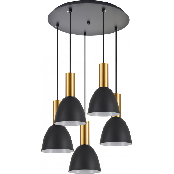 Homelighting SE21-GM-4-5BL-MS2 ADEPT TUBE Gold Matt Pendant Black Metal Shade+ - (77-8643)