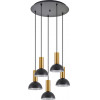 Homelighting SE21-GM-4-5BL-MS3 ADEPT TUBE Gold Matt Pendant Black Metal Shade+ - (77-8650)