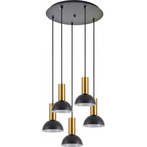 Homelighting SE21-GM-4-5BL-MS3 ADEPT TUBE Gold Matt Pendant Black Metal Shade+ - (77-8650)