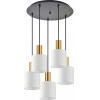 Homelighting SE21-GM-4-5BL-SH1 ADEPT TUBE Gold Matt Pendant White Fabric Shade+ - (77-8601)