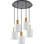 Homelighting SE21-GM-4-5BL-SH1 ADEPT TUBE Gold Matt Pendant White Fabric Shade+ - (77-8601)