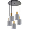 Homelighting SE21-GM-4-5BL-SH2 ADEPT TUBE Gold Matt Pendant Grey Fabric Shade+ - (77-8608)