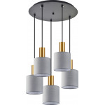 Homelighting SE21-GM-4-5BL-SH2 ADEPT TUBE Gold Matt Pendant Grey Fabric Shade+ - (77-8608)