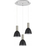 Homelighting SE21-NM-4-3NM-MS2 ADEPT TUBE Nickel Matt Pendant Black Metal Shade+ - (77-8460)