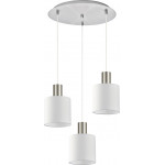 Homelighting SE21-NM-4-3NM-SH1 ADEPT TUBE Nickel Matt Pendant White Fabric Shade+ - (77-8418)