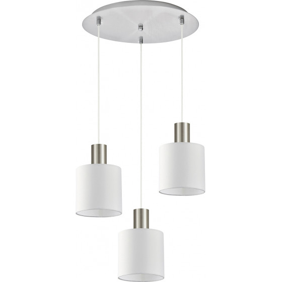 Homelighting SE21-NM-4-3NM-SH1 ADEPT TUBE Nickel Matt Pendant White Fabric Shade+ - (77-8418)