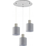 Homelighting SE21-NM-4-3NM-SH2 ADEPT TUBE Nickel Matt Pendant Grey Fabric Shade+ - (77-8425)