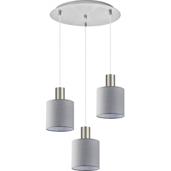 Homelighting SE21-NM-4-3NM-SH2 ADEPT TUBE Nickel Matt Pendant Grey Fabric Shade+ - (77-8425)