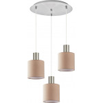 Homelighting SE21-NM-4-3NM-SH3 ADEPT TUBE Nickel Matt Pendant Brown Fabric Shade+ - (77-8432)