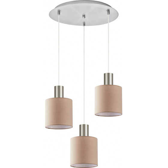 Homelighting SE21-NM-4-3NM-SH3 ADEPT TUBE Nickel Matt Pendant Brown Fabric Shade+ - (77-8432)