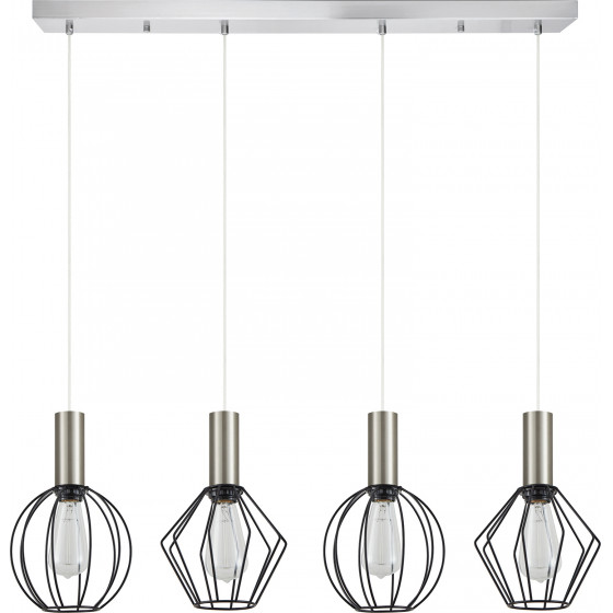 Homelighting SE21-NM-4-4BL-GR12 ADEPT FLEX Nickel Matt Pendant Black Metal Grid+ - (77-8922)