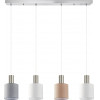 Homelighting SE21-NM-4-4BL-SH123 ADEPT FLEX Nickel Matt Pendant White, Grey, Brown Fabric Shade+ - (77-8932)