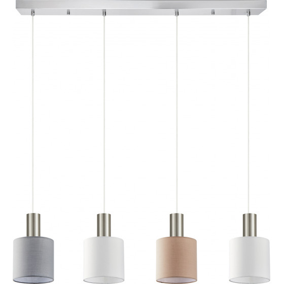 Homelighting SE21-NM-4-4BL-SH123 ADEPT FLEX Nickel Matt Pendant White, Grey, Brown Fabric Shade+ - (77-8932)