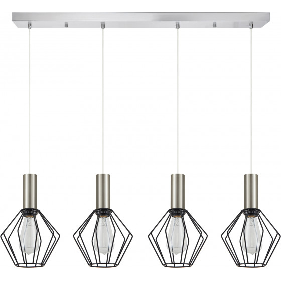 Homelighting SE21-NM-4-4NM-GR1 ADEPT TUBE Nickel Matt Pendant Black Metal Grid+ - (77-8441)