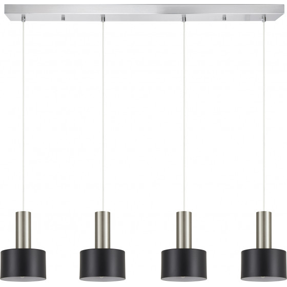 Homelighting SE21-NM-4-4NM-MS1 ADEPT TUBE Nickel Matt Pendant Black Metal Shade+ - (77-8455)