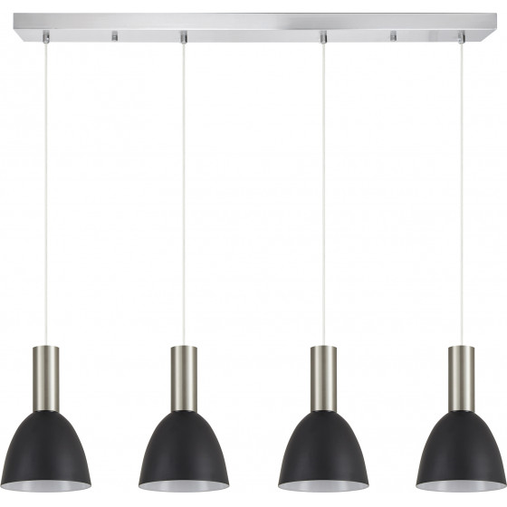 Homelighting SE21-NM-4-4NM-MS2 ADEPT TUBE Nickel Matt Pendant Black Metal Shade+ - (77-8462)