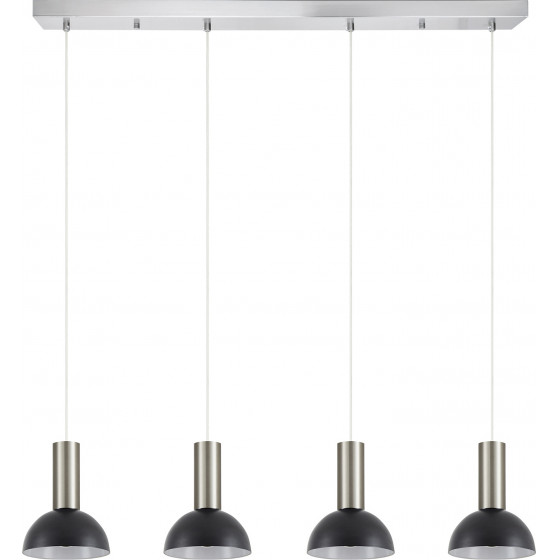 Homelighting SE21-NM-4-4NM-MS3 ADEPT TUBE Nickel Matt Pendant Black Metal Shade+ - (77-8469)