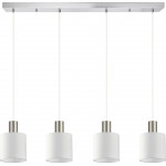 Homelighting SE21-NM-4-4NM-SH1 ADEPT TUBE Nickel Matt Pendant White Fabric Shade+ - (77-8420)