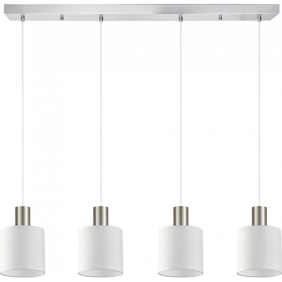 Homelighting SE21-NM-4-4NM-SH1 ADEPT TUBE Nickel Matt Pendant White Fabric Shade+ - (77-8420)