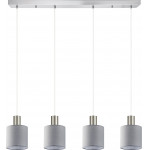 Homelighting SE21-NM-4-4NM-SH2 ADEPT TUBE Nickel Matt Pendant Grey Fabric Shade+ - (77-8427)