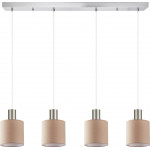 Homelighting SE21-NM-4-4NM-SH3 ADEPT TUBE Nickel Matt Pendant Brown Fabric Shade+ - (77-8434)