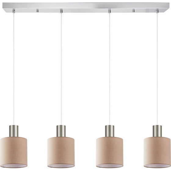 Homelighting SE21-NM-4-4NM-SH3 ADEPT TUBE Nickel Matt Pendant Brown Fabric Shade+ - (77-8434)