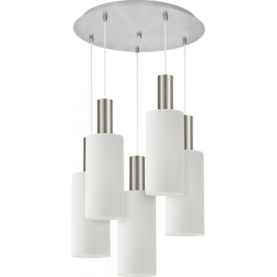 Homelighting SE21-NM-4-5NM-GL3 ADEPT TUBE Nickel Matt Pendant White Glass+ - (77-8475)