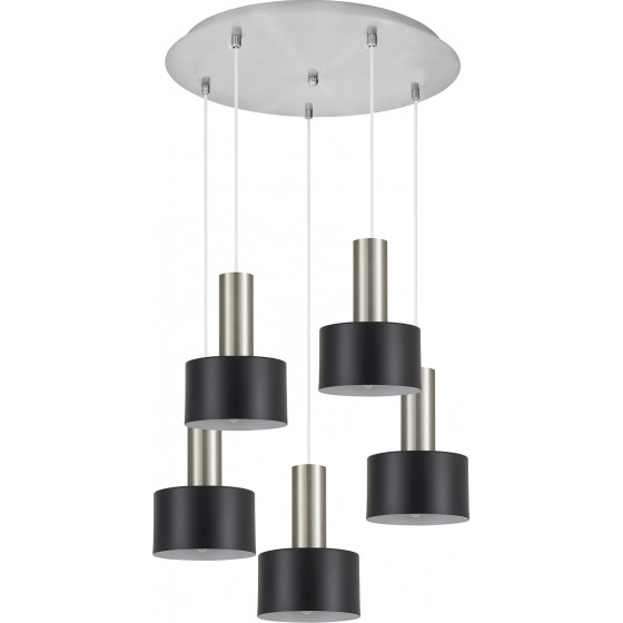 Homelighting SE21-NM-4-5NM-MS1 ADEPT TUBE Nickel Matt Pendant Black Metal Shade+ - (77-8454)