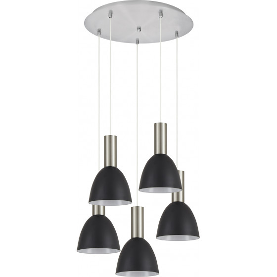 Homelighting SE21-NM-4-5NM-MS2 ADEPT TUBE Nickel Matt Pendant Black Metal Shade+ - (77-8461)