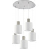 Homelighting SE21-NM-4-5NM-SH1 ADEPT TUBE Nickel Matt Pendant White Fabric Shade+ - (77-8419)