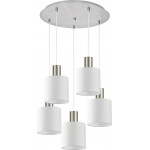 Homelighting SE21-NM-4-5NM-SH1 ADEPT TUBE Nickel Matt Pendant White Fabric Shade+ - (77-8419)