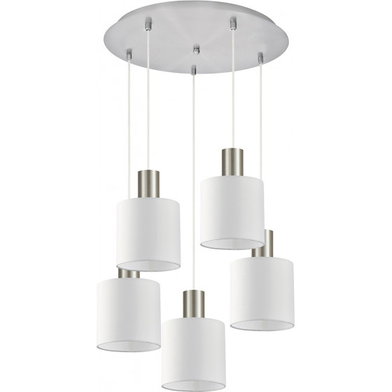 Homelighting SE21-NM-4-5NM-SH1 ADEPT TUBE Nickel Matt Pendant White Fabric Shade+ - (77-8419)