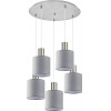 Homelighting SE21-NM-4-5NM-SH2 ADEPT TUBE Nickel Matt Pendant Grey Fabric Shade+ - (77-8426)