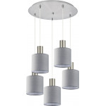 Homelighting SE21-NM-4-5NM-SH2 ADEPT TUBE Nickel Matt Pendant Grey Fabric Shade+ - (77-8426)