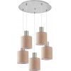 Homelighting SE21-NM-4-5NM-SH3 ADEPT TUBE Nickel Matt Pendant Brown Fabric Shade+ - (77-8433)