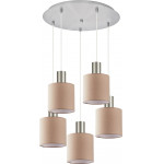 Homelighting SE21-NM-4-5NM-SH3 ADEPT TUBE Nickel Matt Pendant Brown Fabric Shade+ - (77-8433)
