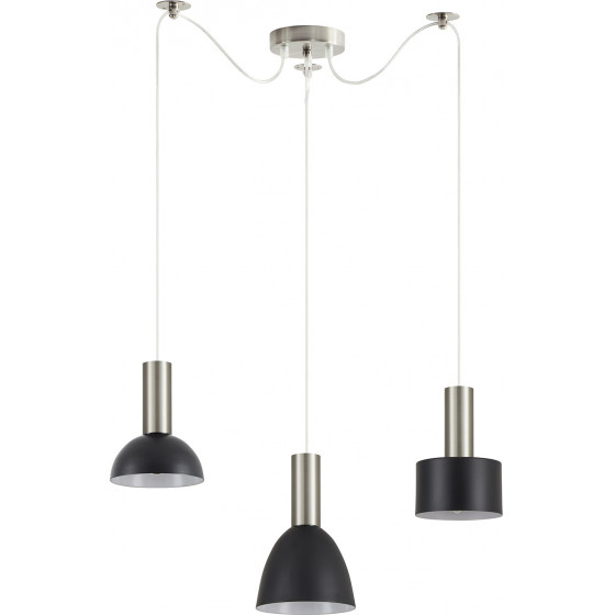 Homelighting SE21-NM-4-BL3-MS12 ADEPT FLEX Nickel Matt Pendant Black Metal Shade+ - (77-8929)