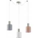 Homelighting SE21-NM-4-BL3-SH12 ADEPT FLEX Nickel Matt Pendant White, Grey, Brown Fabric Shade+ - (77-8934)