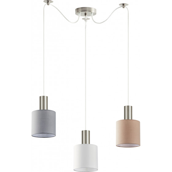Homelighting SE21-NM-4-BL3-SH12 ADEPT FLEX Nickel Matt Pendant White, Grey, Brown Fabric Shade+ - (77-8934)