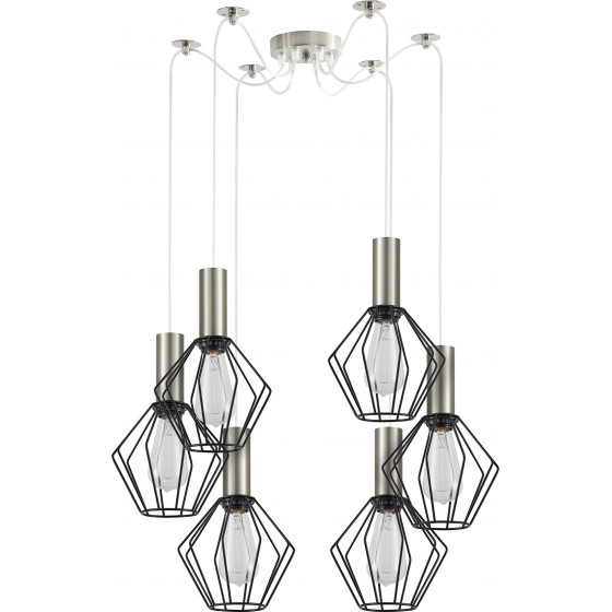 Homelighting SE21-NM-4-NM6-GR1 ADEPT TUBE Nickel Matt Pendant Black Metal Grid+ - (77-8436)