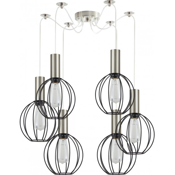 Homelighting SE21-NM-4-NM6-GR2 ADEPT TUBE Nickel Matt Pendant Black Metal Grid+ - (77-8443)
