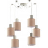 Homelighting SE21-NM-4-NM6-SH3 ADEPT TUBE Nickel Matt Pendant Brown Fabric Shade+ - (77-8429)