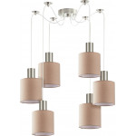 Homelighting SE21-NM-4-NM6-SH3 ADEPT TUBE Nickel Matt Pendant Brown Fabric Shade+ - (77-8429)